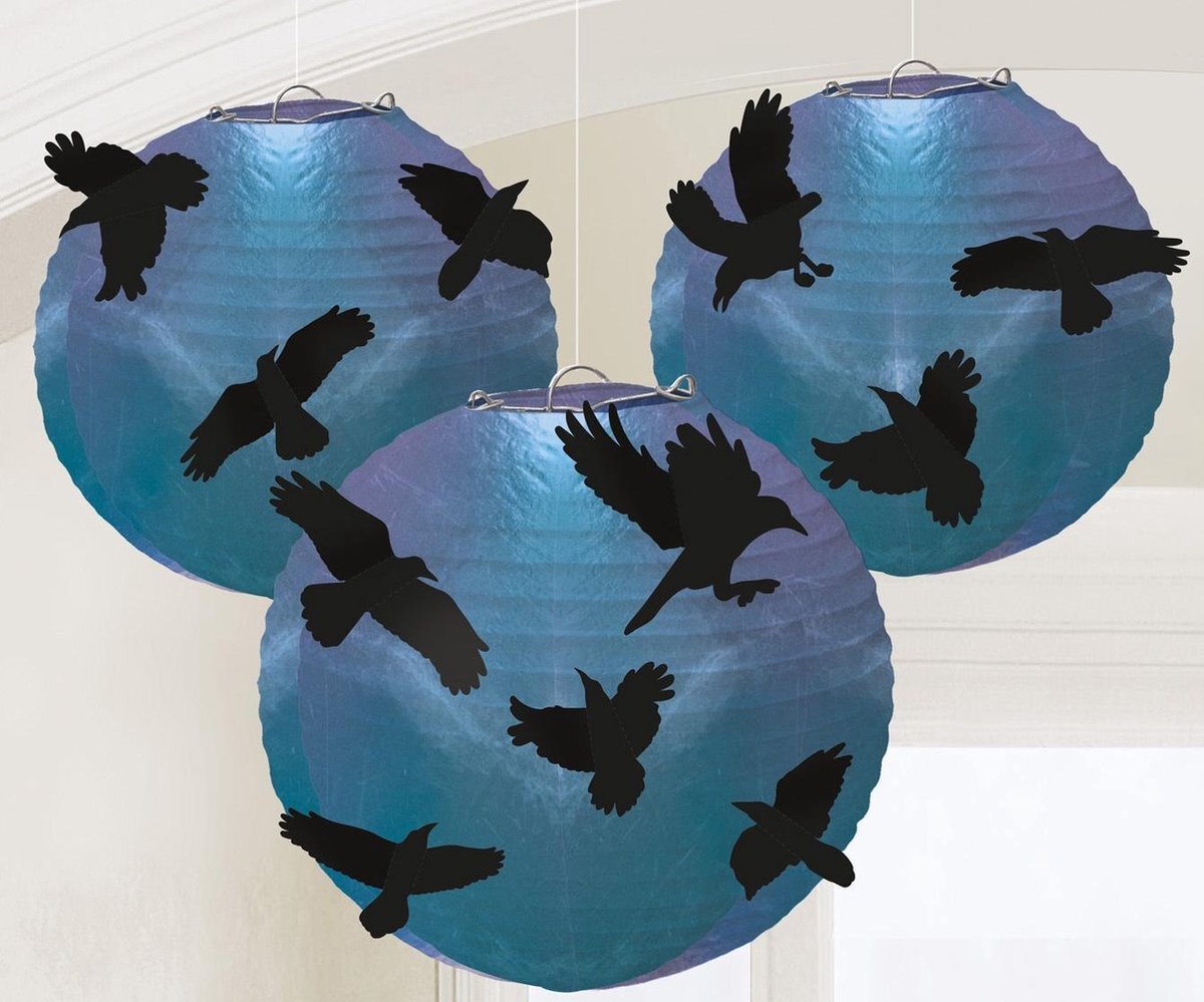 Amscan Lampionnen Raven Papier Blauw/zwart 5 Stuks