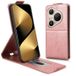 Huawei Étui à rabat vertical Pura 80 Ultra avec support - Rose Doré