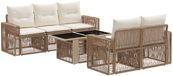 vidaXL Tuinbankenset 6-delig Beige en Crèmewit Polyrattan