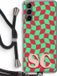 Case Company® Samsung Galaxy S21 Hoesje met Koord - Grid Monogram - Zwart Koord - Back Cover