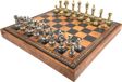 Jeu d'échecs italien fleuri + échiquier en similicuir carte du monde, 48 pièces