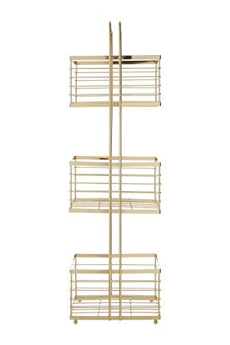 Premier Housewares Caddy for 3 Animals, Gold, 16 x 22 x 73 cm, Iron Wire, 16 x 22 x 73 cm