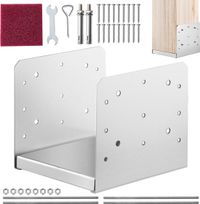 Vevor Schroefmof 190 X 200 X 180 Mm U-Paalsteun Van Roestvrij Staal met Spuitcoating Paalschoen met Geprefabriceerde Schroefgaten Paal Ideaal voor Pergola-Verandabalustrades