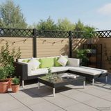 vidaXL 4-delige loungeset met kussens polyrattan zwart