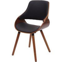 Eetkamerstoel HWC-D23, keukenstoel, retro design ~ kunstleer zwart