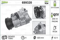 Valeo Compressor, Airconditioning, Voorgevuld met Olie, 699320