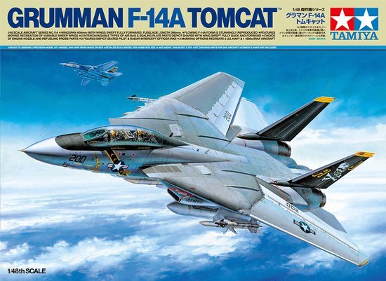 tamiya 61114 1:48 Grumman F-14A Tomcat - getrouwe replica, kunststof kit, knutselen, modelbouwpakket, montage, onbeschilderd, veelkleurig