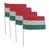 4x stuks luxe zwaaivlag/handvlag Hongarije 30 x 45 cm op stok