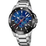 Festina F20641/C Heren Polshorloge Chronograaf Zilverkleurig Staal Blauw