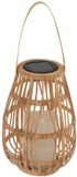 Atmosphera Solar tuin lantaarn - naturel - rotan kunststof - 16 x 23 cm - buiten - Led kaars licht