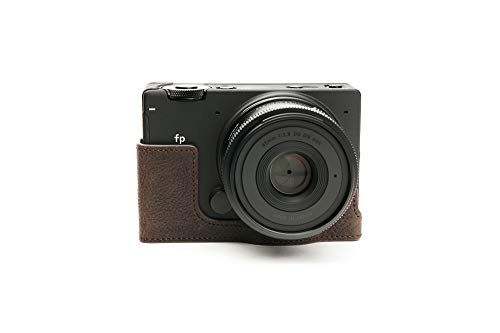Zakao SIGMA FP Hoes, Handgemaakte Echt Lederen Half Camera Hoesje voor SIGMA FP Bodem Opening Versie Met Hand Band, Koffie