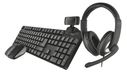 Trust Qoby Pack bureau 4-en-1 sans fil - Clavier, Souris, Casque et Webcam