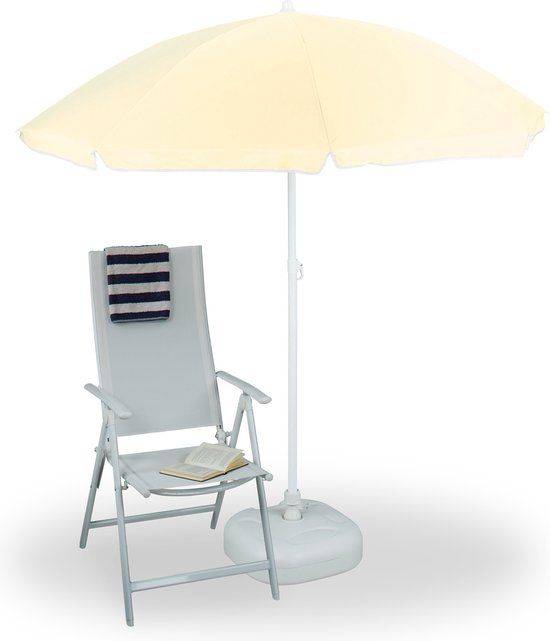 Relaxdays Parasol - Ø180 cm - Kantelbaar - Hoogte Verstelbaar - Geel