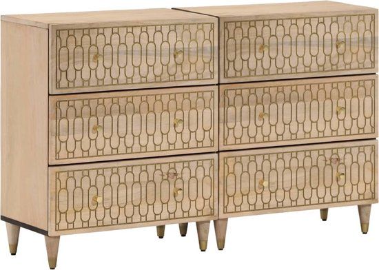 vidaXL Bijzetkasten 2 st 60x33x75 cm massief mangohout