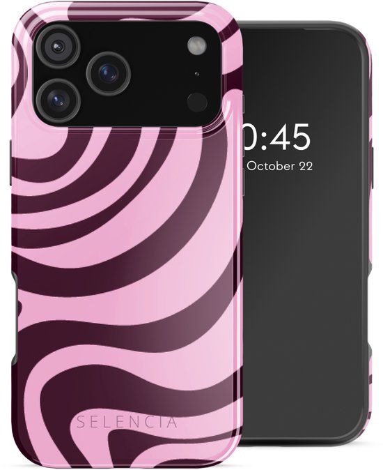 Selencia Hoesje - Geschikt voor Apple iPhone 17 Pro Max - Backcover geschikt voor MagSafe - Wavy Swirl Pink Plum