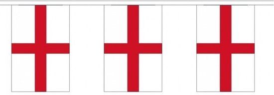 2x Buiten vlaggenlijn Engeland St George 3 meter - Engeland St Georges vlag - Supporter feestartikelen - Landen decoratie en versieringen