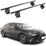Omac Barres de toit transversales en acier pour Lexus ES VII XZ10 2019-2025 – Tüv / Din 75302:2019 – Antivol inclus – Rainure en T (accessoires) – Charge max 75 kg – 2 barres – Noir