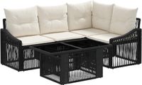 vidaXL Tuinbank Set 5-delig Zwart en Crème Wit Polywood