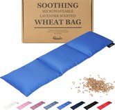Qomfor - Pittenzak met Zachte Katoenen Hoes - Langwerpig 46 x 12 cm - Graan & Lavendel Gevuld - Blauw
