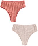 Next - Dames - Set van 2 kanten hoog uitgesneden slips van microvezel met hoge taille - Bruin