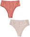 Next - Dames - Set van 2 kanten hoog uitgesneden slips van microvezel met hoge taille - Bruin