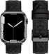 By Qubix - Leren bandje met diamant patroon - Zwart - Geschikt voor Apple Watch 44mm / 45mm / 46mm / 49mm