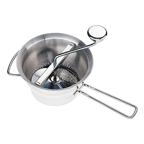 Küchenprofi Professionele passeerapparaat, roestvrij staal, ø 20 cm, vaatwasmachinebestendig, passiermolen incl. 4 schijven, zeef voor gepaste tomaten, aardappelpuree en meer, 40 x 30 x 20 cm