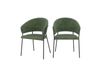 Lot de 2 chaises en tissu vert sapin et pieds en métal noir