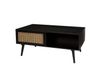 Table basse en pin cannage noir 1 niche 2 tiroirs L100