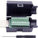 Tru Components T1904C104 HDMI-connector Stekker, inbouw verticaal Aantal polen: 20 Zwart 1 stuk(s)