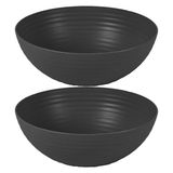 Plasticforte Serveerschaal/saladeschaal - 2x - D25 x H10.5 cm - kunststof - antraciet - 3500 ml