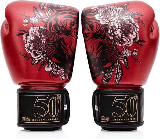 Fairtex Golden Jubilee Premium (Kick)bokshandschoenen - Rood - 16 oz