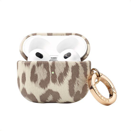 Selencia Sabi Case met panterprint - Hoesje geschikt voor AirPods 3 (2021) - Soft Ivory