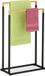 Relaxdays Handdoekenrek met 2 stangen, vrijstaand, 76 x 45 x 21,5 cm (h x b x d), douchehanddoekhouder voor badkamer, ijzer, zwart/naturel