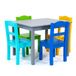 Tot Tutors Kindertafel en stoelen, hout, grijs/blauw/groen/geel, 66 x 52 x 49 cm