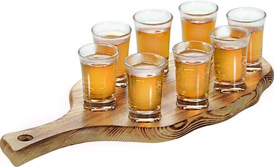 Kesper Shotglazenhouder met 8 glazen - Hout - 38 x 17 cm