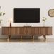 MODFU - TV-Meubel - Rotan Schuifdeur - Landelijke Stijl - Woonkamer - MDF - Walnootkleur - 175 X 38 X 45 Cm