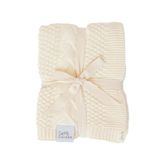 Sweet Acorn Gebreide Baby Deken in Kabel Patroon, Biologische Katoenen Dekens voor wieg of Kinderwagen, Ontvangende Dekens - Zout Wit