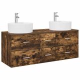 vidaXL Badkamermeubel Set Gerookt eiken 129 x 44,5 x 80 cm