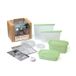 Lékué Set d'essentiels (2 sacs réutilisables, 2 couvercles extensibles réutilisables et 2 récipients réutilisables), silicone platine