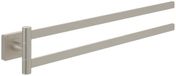 Villeroy & Boch Elements - Striking handdoekhouder twee armen, handdoekhouder badkamer voor wandmontage, handdoekstang van messing, hoekig, lengte 410 mm, geborsteld nikkel mat