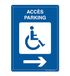 AUA SIGNALETIQUE - Voorgeboord bord met afgeronde hoeken – toegang tot gehandicapte parkeerplaatsen rechts – 350 x 490 mm, aluminium Dibond 3 mm