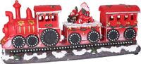 Merkloos / Sans marque Koopman International Kerstdorp kersttrein - kerstman - met bewegende led lampjes - LED verlichting - 29,5 cm