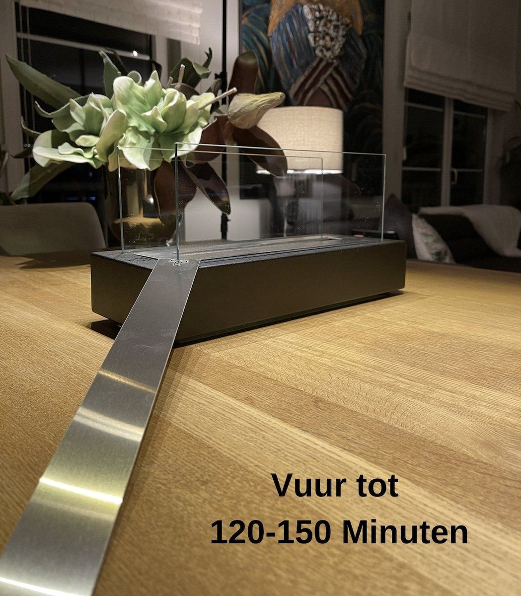 Double T Concept Juno Zwart - Bio Ethanol Sfeerhaard - Tafelhaard - 41x16x21cm