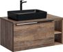 Santa Fe Ensemble de salle de bain 100 cm, chêne, avec lavabo noir en céramique modèle Slim