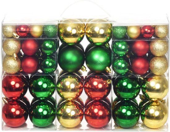 vidaXL Kerstballen 100 stuks Rood/Goud/Groen 6 cm