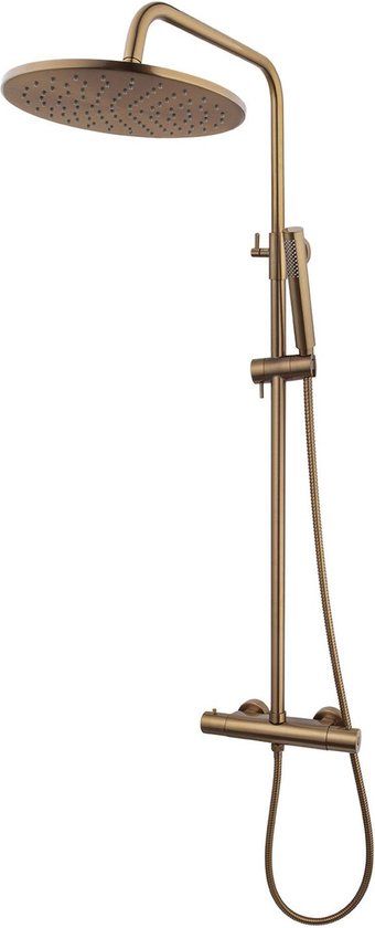 Wiesbaden Caral Thermostatische Opbouw Regendoucheset - Geborsteld Brons Koper - 119 cm
