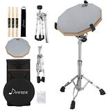 Donner Drum oefenpad met snaredrumstandaard, inclusief dubbelzijdig 12 inch drumpad, drumsticks, verstelbare standaard past op 10"-14" Dia Drums