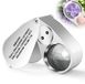 40x loupe pour bijoutiers avec lumière LED/UV, métal, pliable, 5 cm