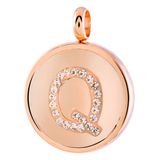 Lucardi Dames Gerecycled just.d stalen hanger roseplated letter kristal - Hanger - Staal - Rosékleurig